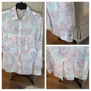 Semi sheer floral blouse